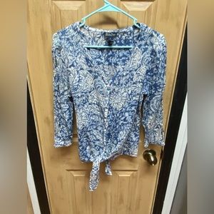 Womens medium LUCKY BRAND front tie quarter length sleeved top